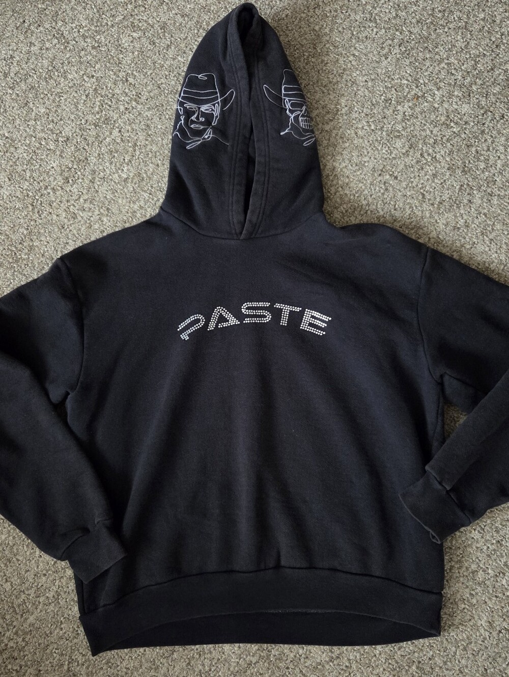 PASTE by Jason Laurits Hoodie Cowboy Skull Flame Embroidered Men's /Unisex Sz L